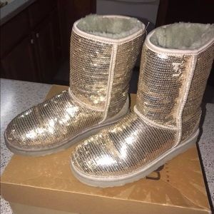 UGGs, silver sparkle